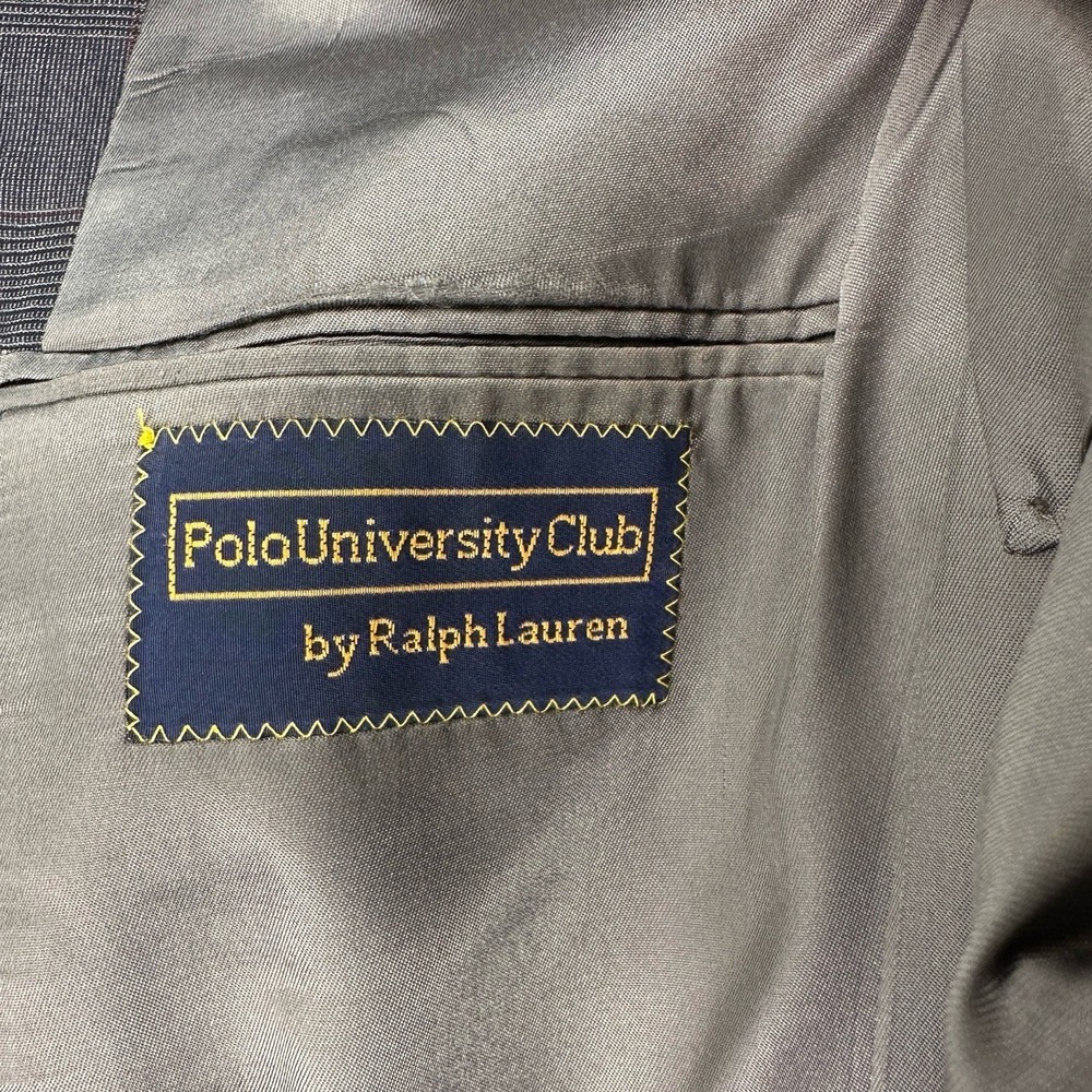 Polo University Club Ralph Lauren Mens Gray Plaid Wool Blazer Sport Coat USA 40R - Picture 3 of 5